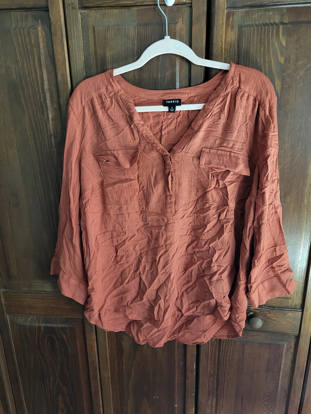 Torrid Rust V-Neck Button-Front Blouse